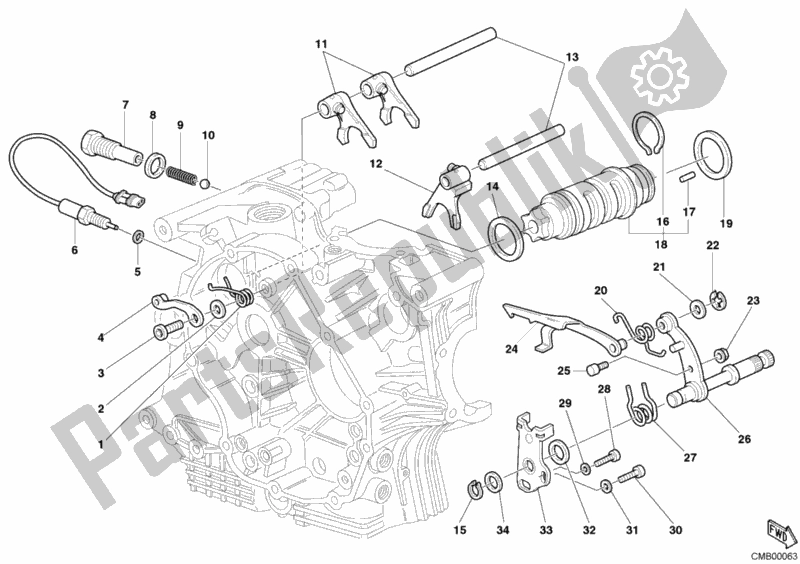 All parts for the Shift Cam - Fork of the Ducati Monster S4R USA 1000 2006